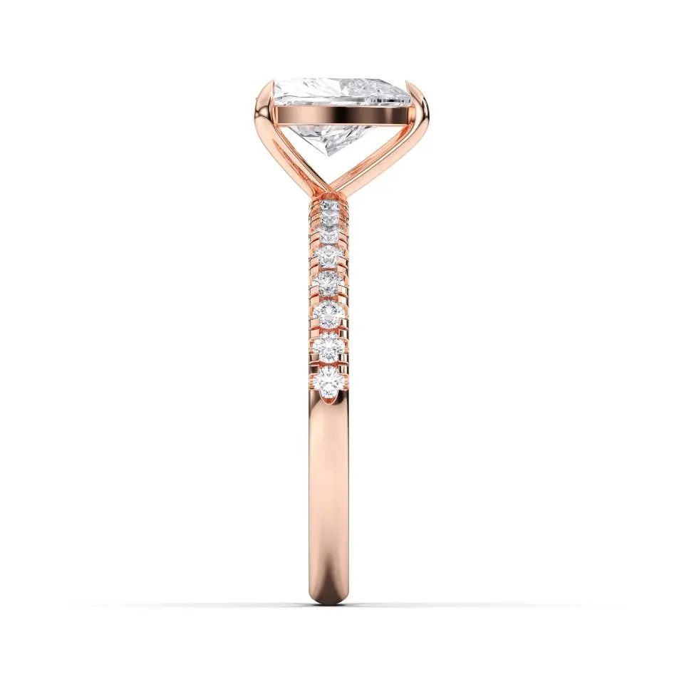 Rose gold Heart Cut Sidestone Ring (thin)
