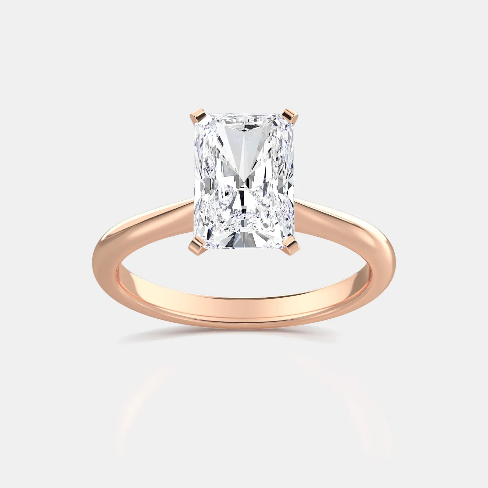 Rose gold Radiant Cut Solitaire Ring