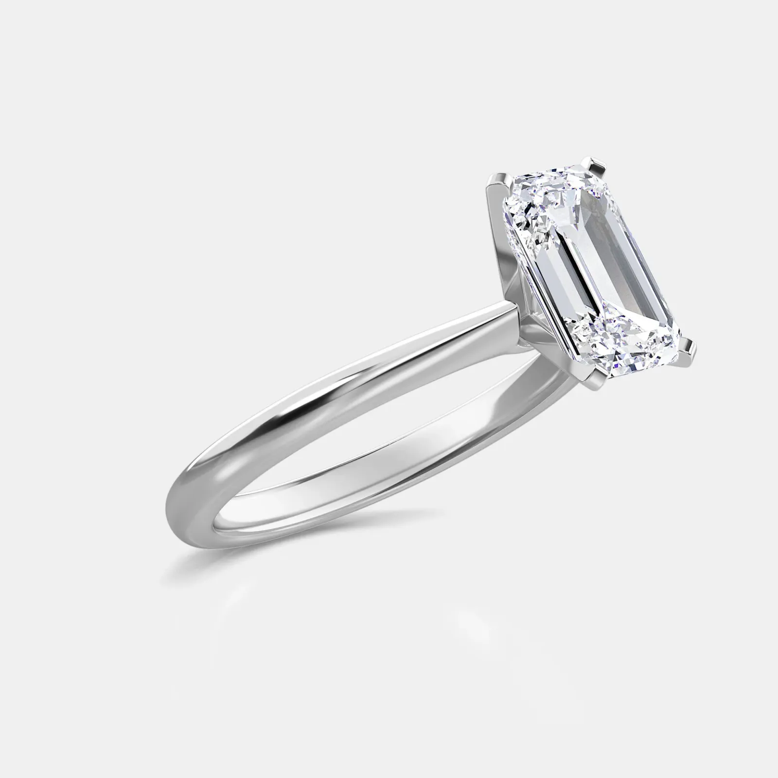 Silver Emerald Cut Solitaire Ring