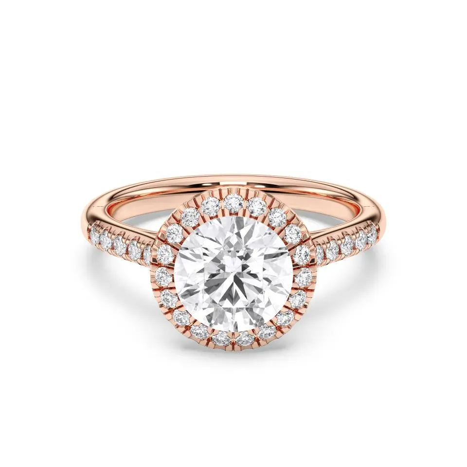 Rose gold Round Cut Flush Set Halo