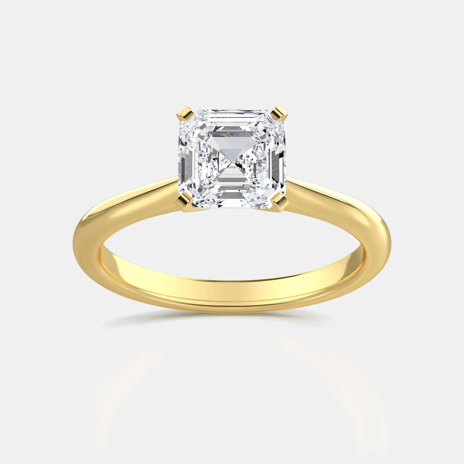 Yellow gold Asscher Cut Solitaire Ring