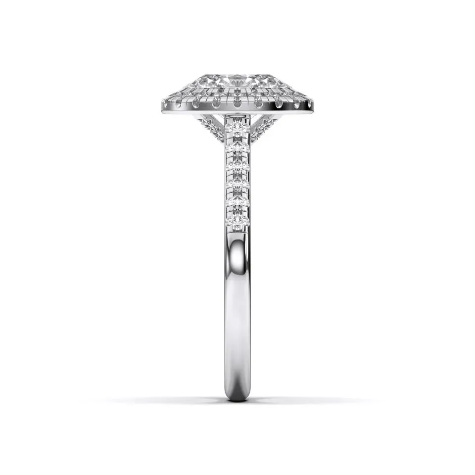 White gold Oval Cut Flush Set Halo