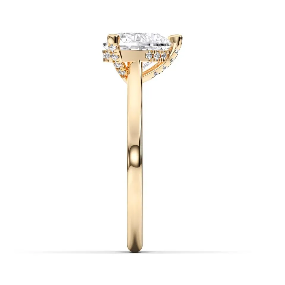 Yellow gold Heart Cut Hidden Halo Ring