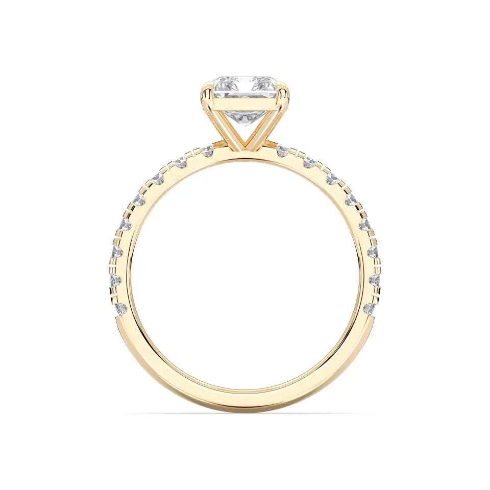 Yellow gold Radiant Cut Sidestone Ring (thin)