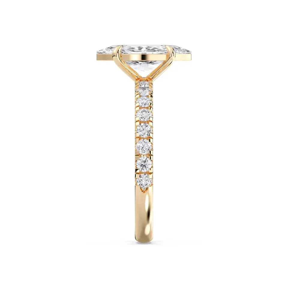 Yellow gold Marquise Cut Sidestone Ring (thin)