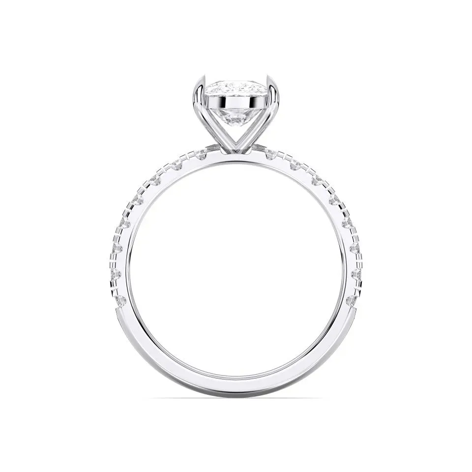 Platinum Cushion Cut Sidestone Ring (thin)