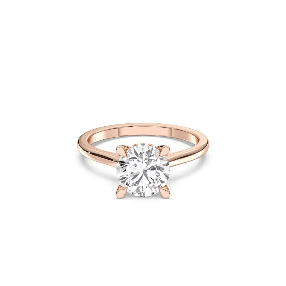 Rose gold Round Cut Hidden Halo Ring