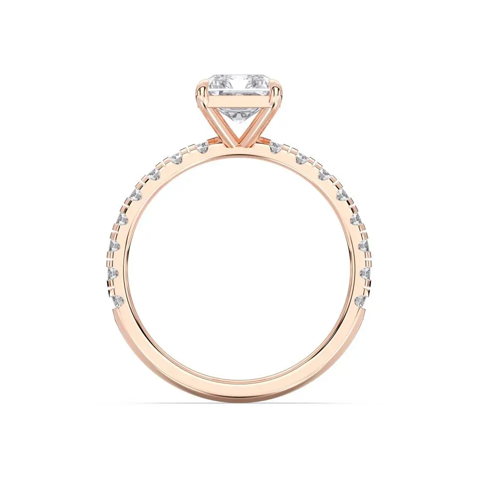 Rose gold Radiant Cut Sidestone Ring (thin)
