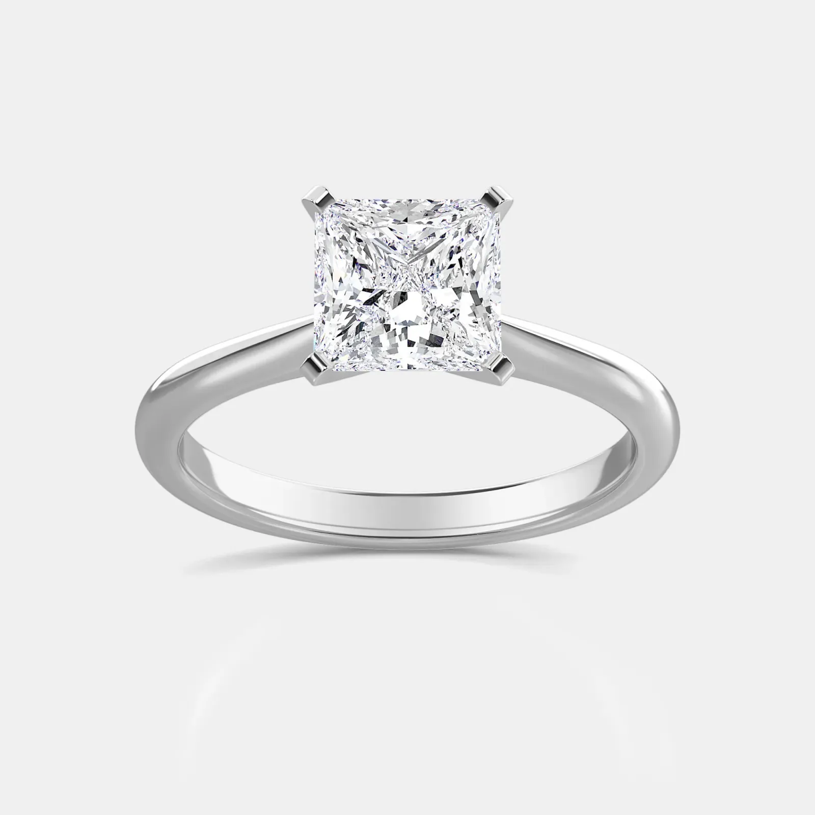 Silver Princess Cut Solitaire Ring
