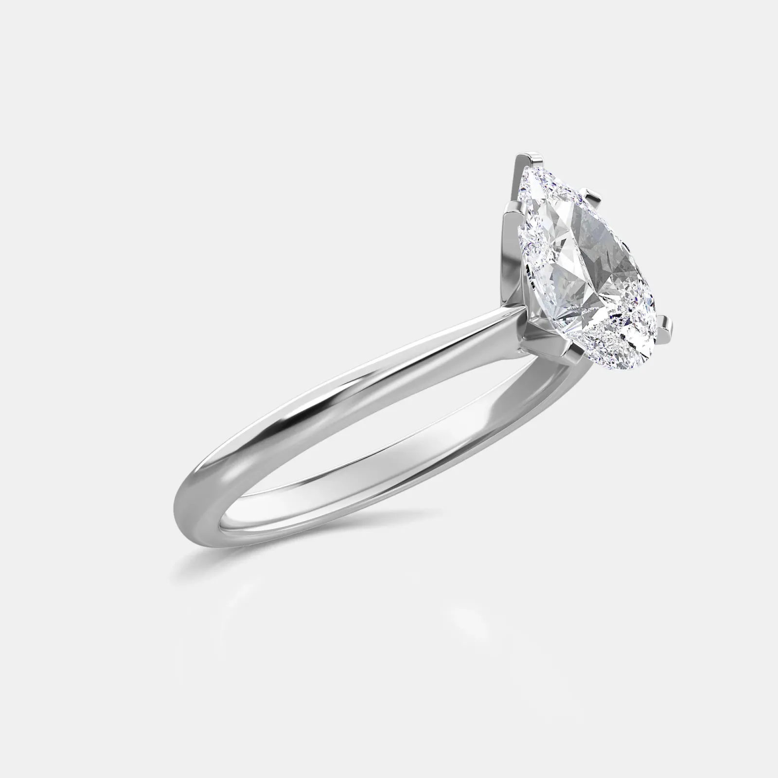 White gold Pear Cut Solitaire Ring