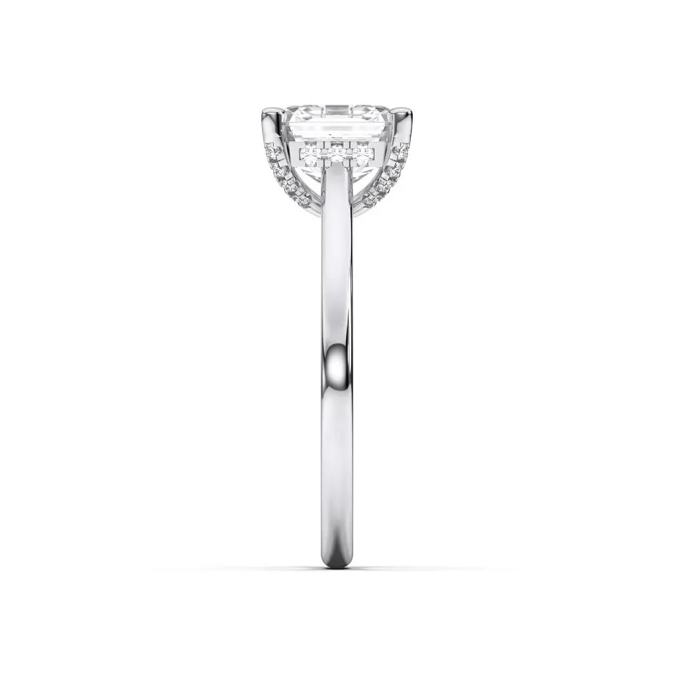 White gold Asscher Cut Hidden Halo Ring