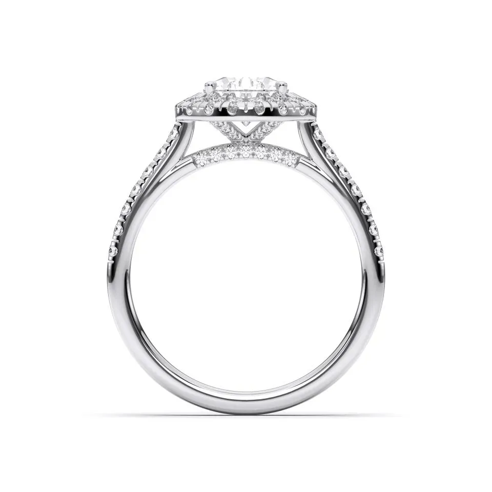 White gold Pear Cut Flush Set Halo