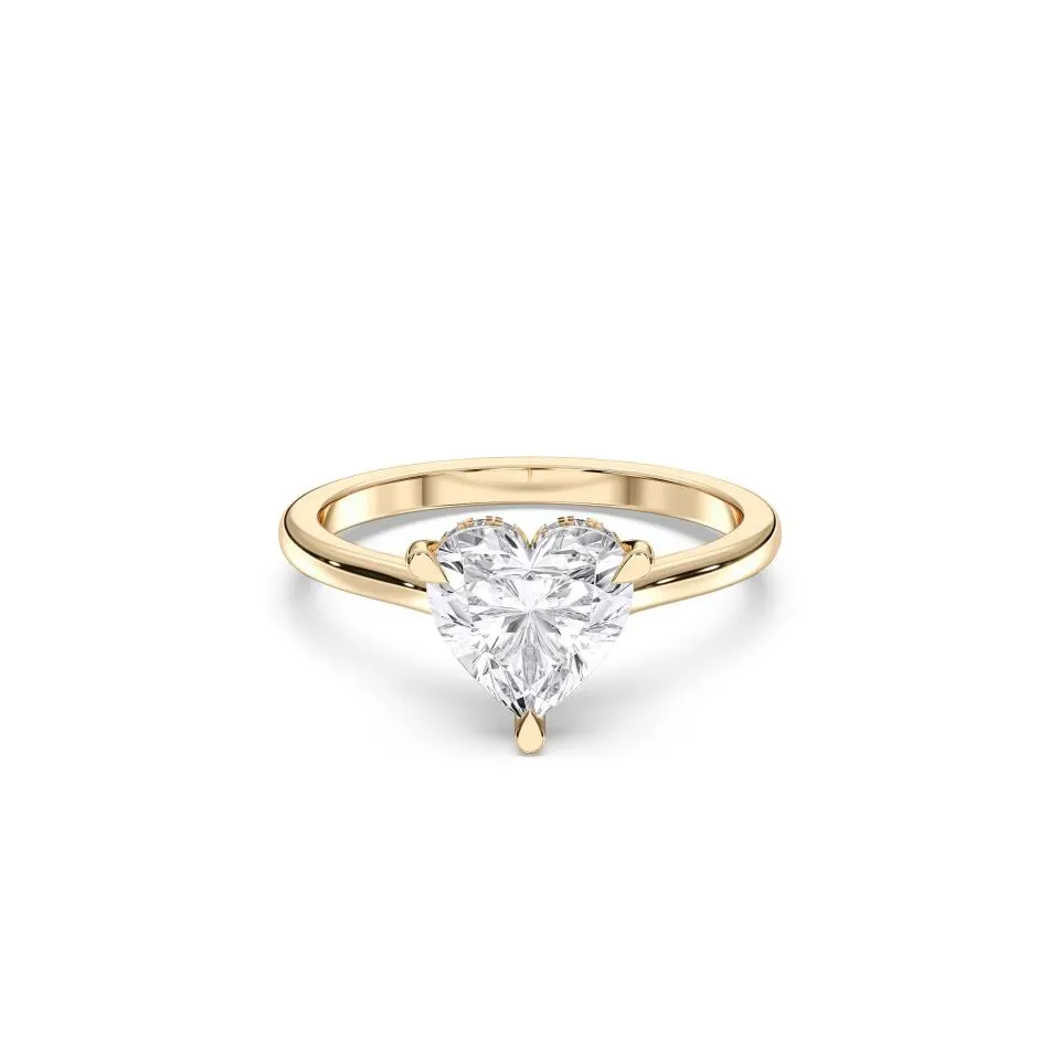 Yellow gold Heart Cut Hidden Halo Ring