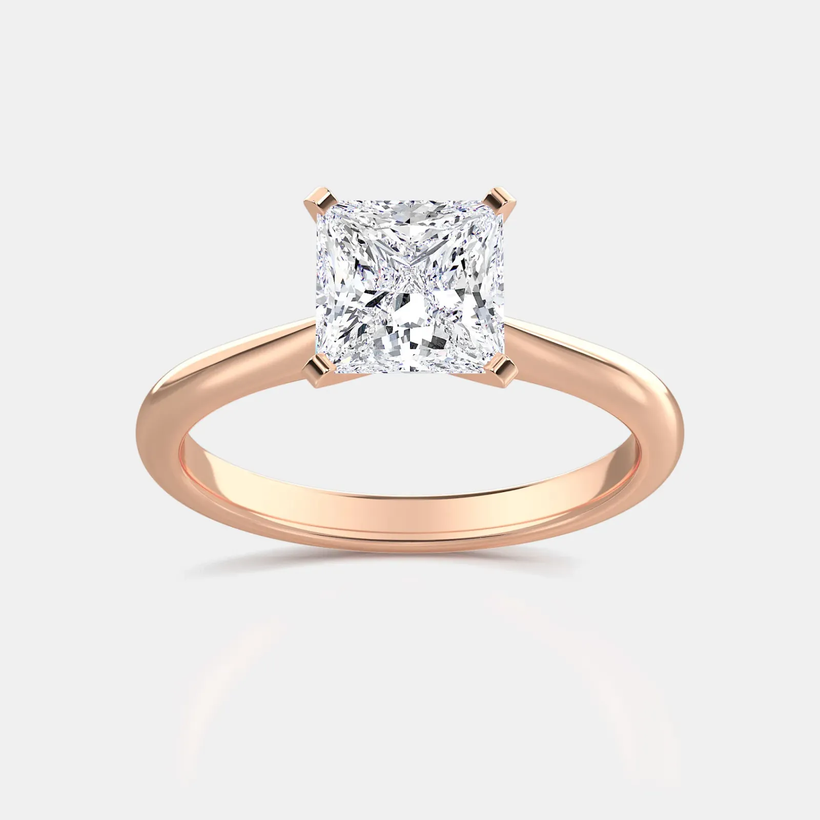 Rose gold Princess Cut Solitaire Ring