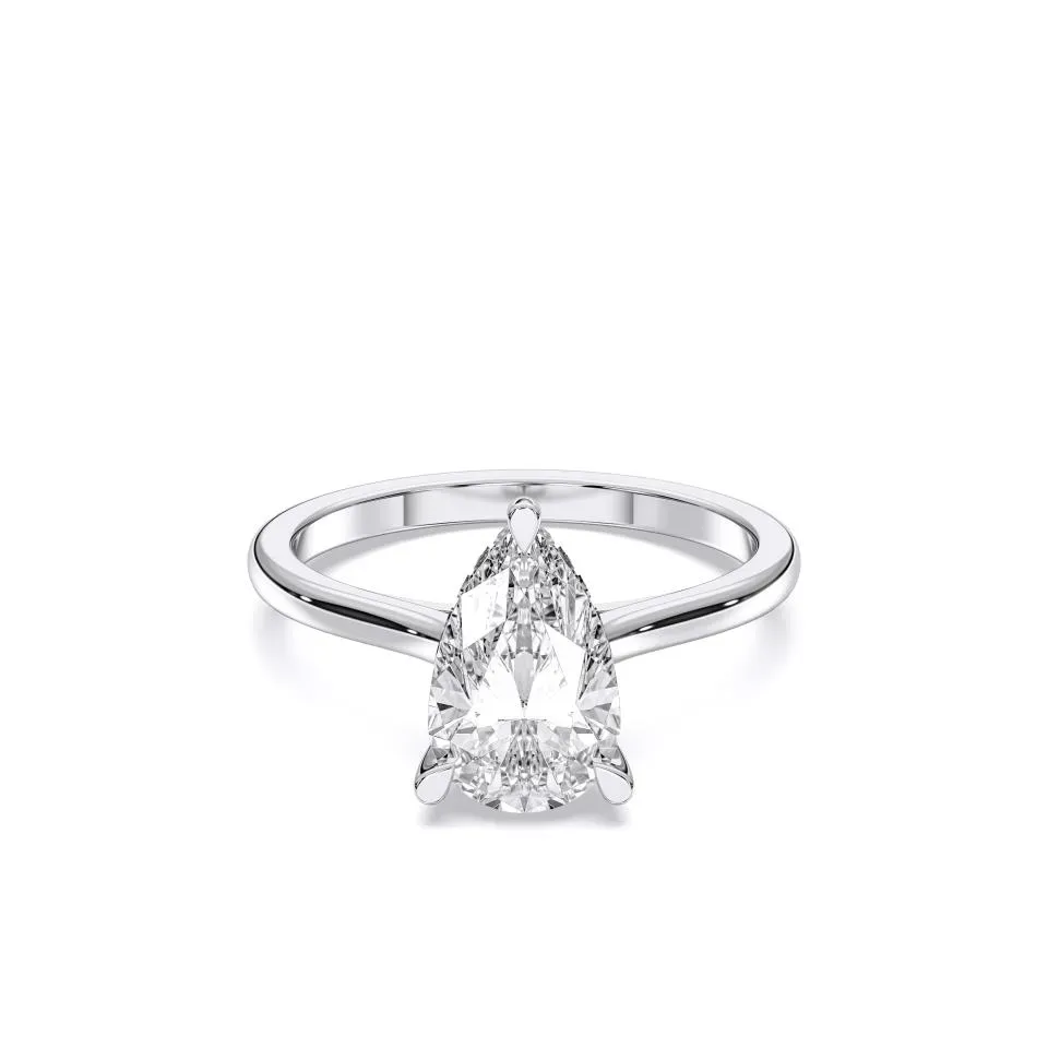 White gold Pear Cut Hidden Halo Ring