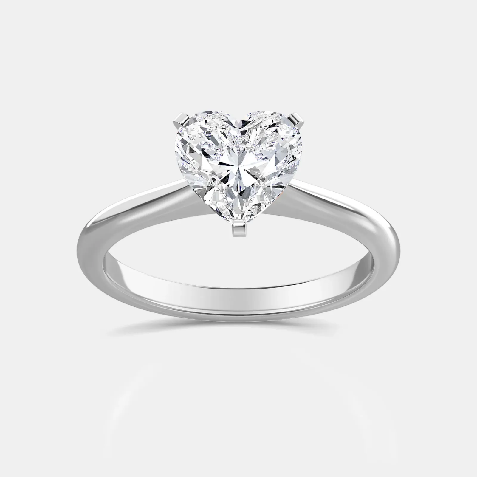 Silver Heart Cut Solitaire Ring