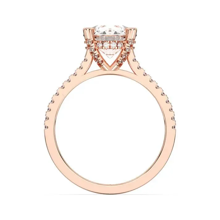 Rose gold Round Cut Hidden Halo Ring