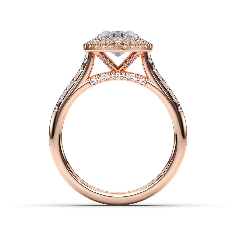 Rose gold Marquise Cut Flush Set Halo