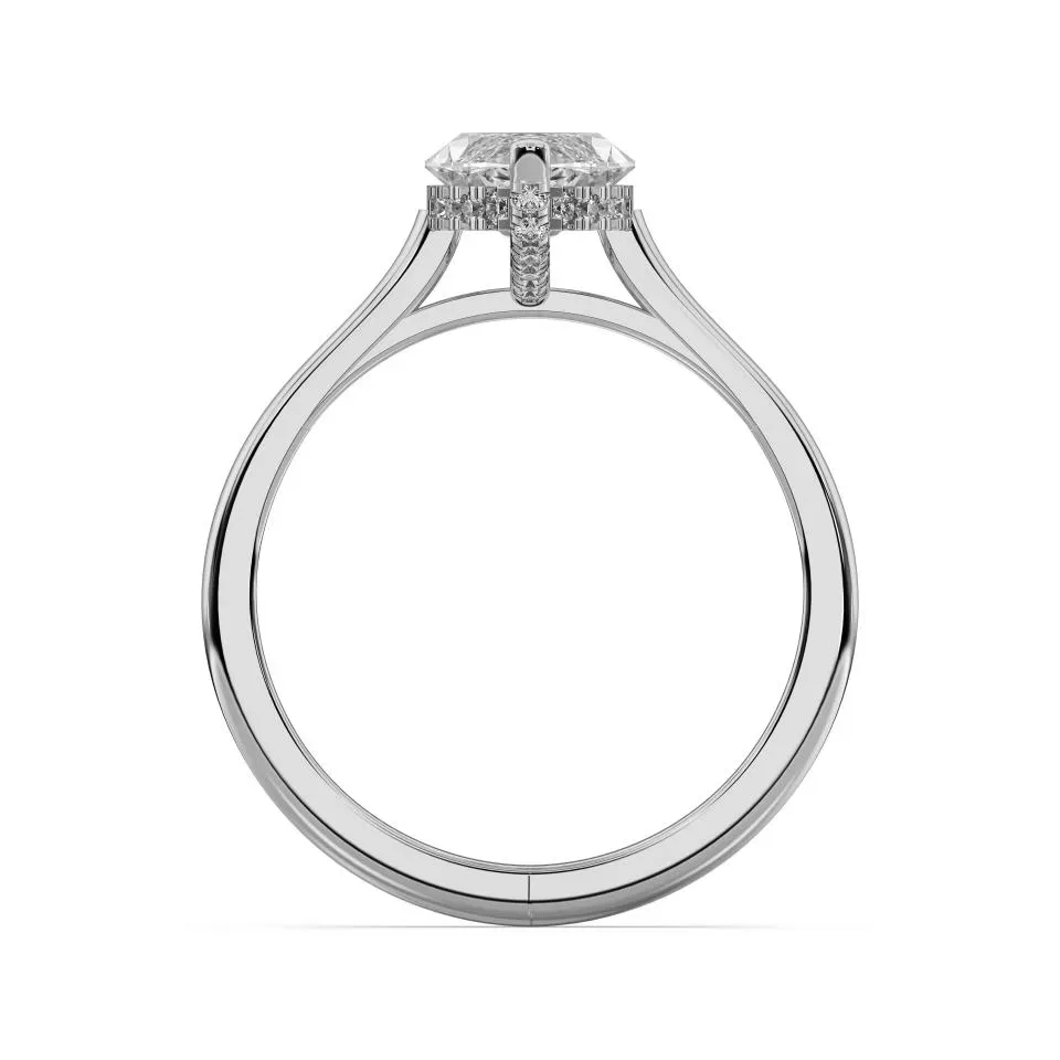 White gold Marquise Cut Hidden Halo Ring