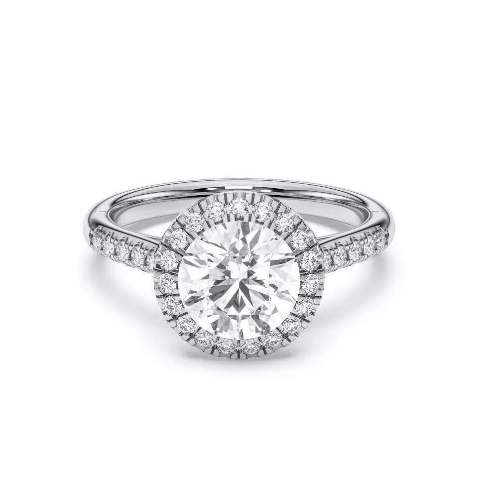 White gold Round Cut Flush Set Halo