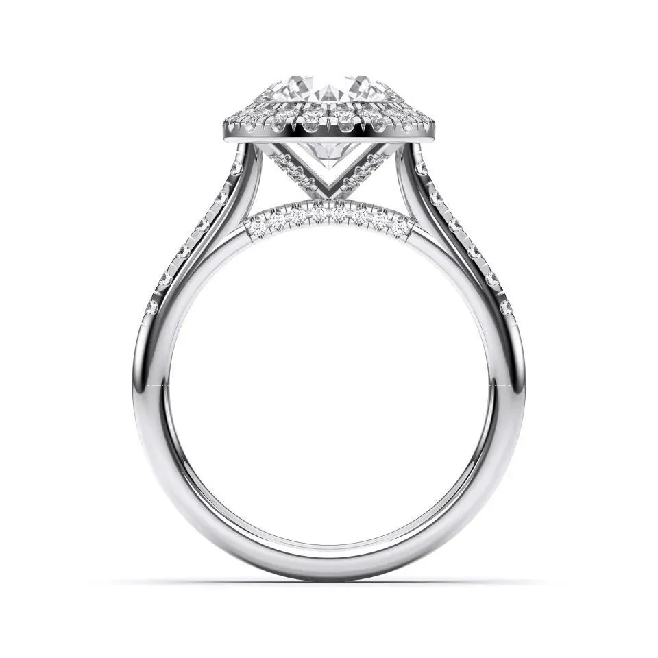 White gold Round Cut Flush Set Halo