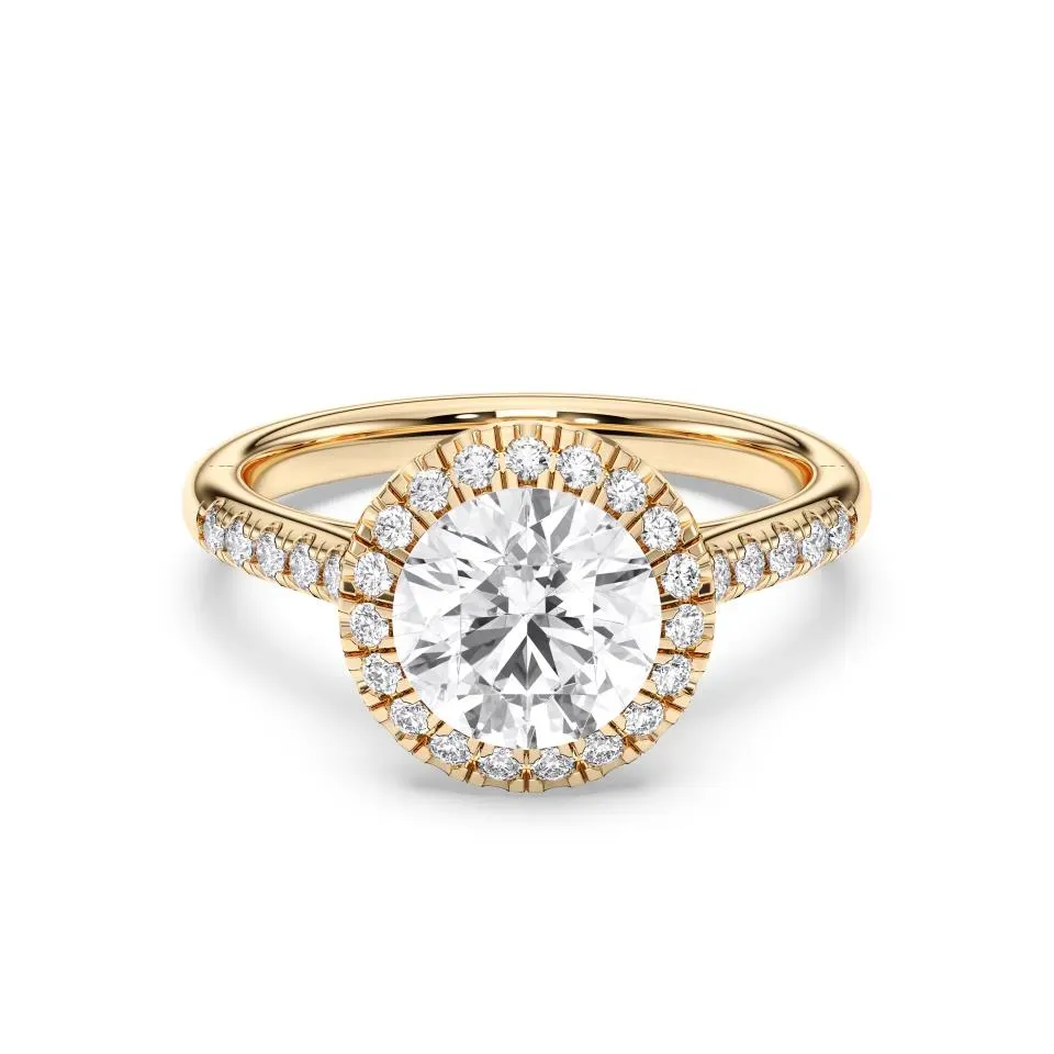 Yellow gold Round Cut Flush Set Halo