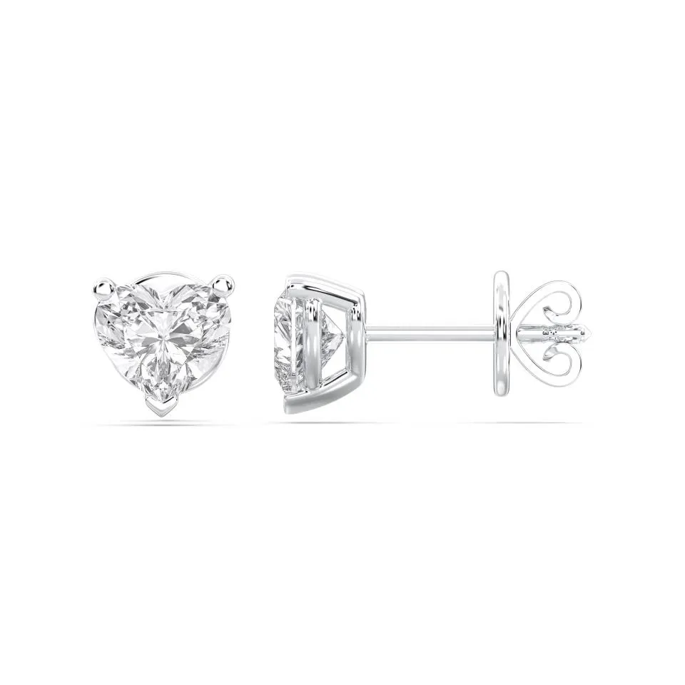 Silver Heart Cut 4prong Studs