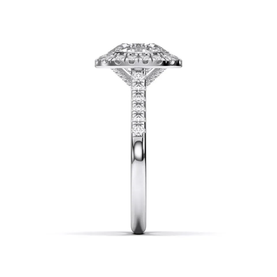 Silver Cushion Cut Flush Set Halo
