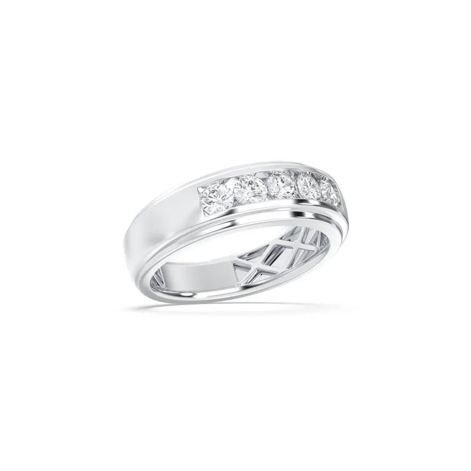White gold Mens 5stone Wedding Band