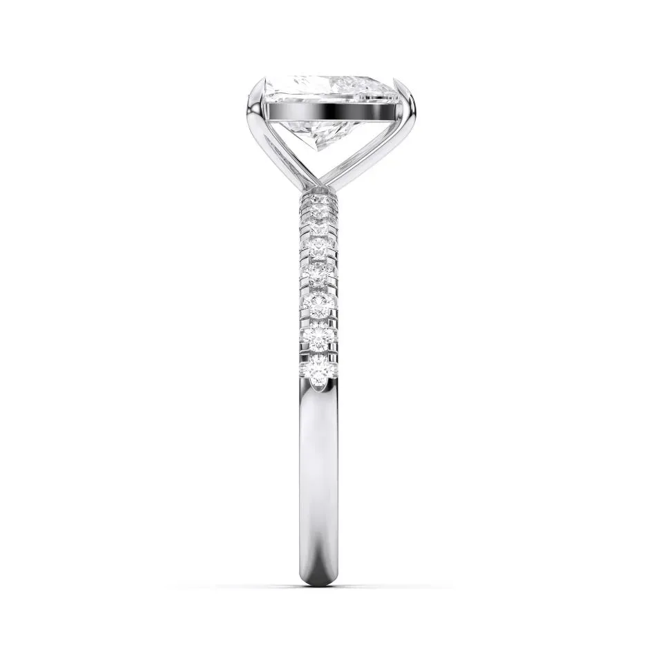White gold Heart Cut Sidestone Ring (thin)