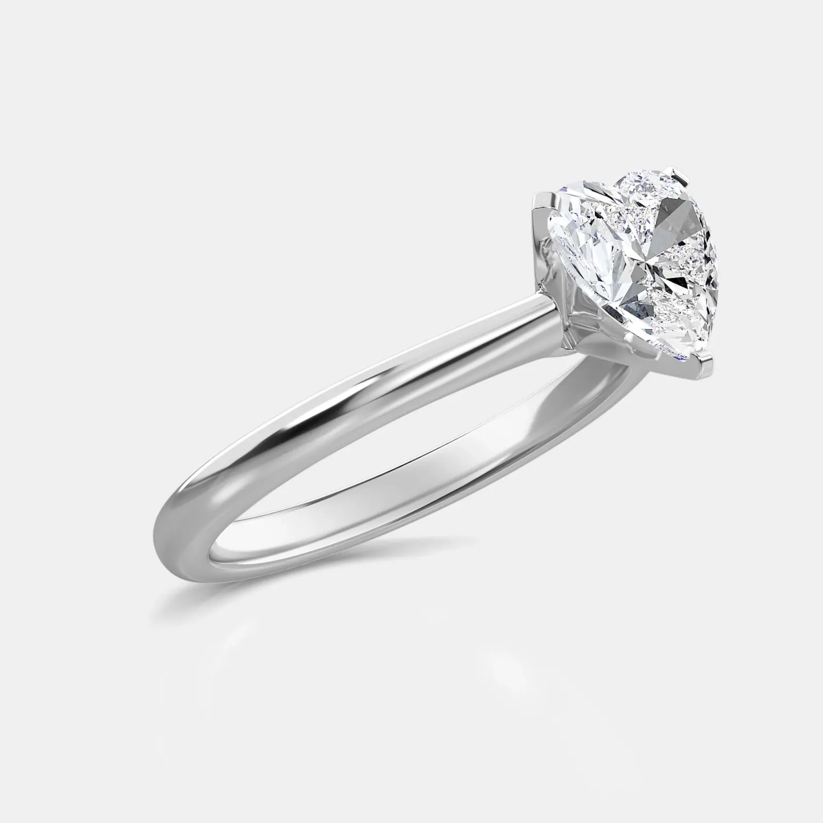 Silver Heart Cut Solitaire Ring