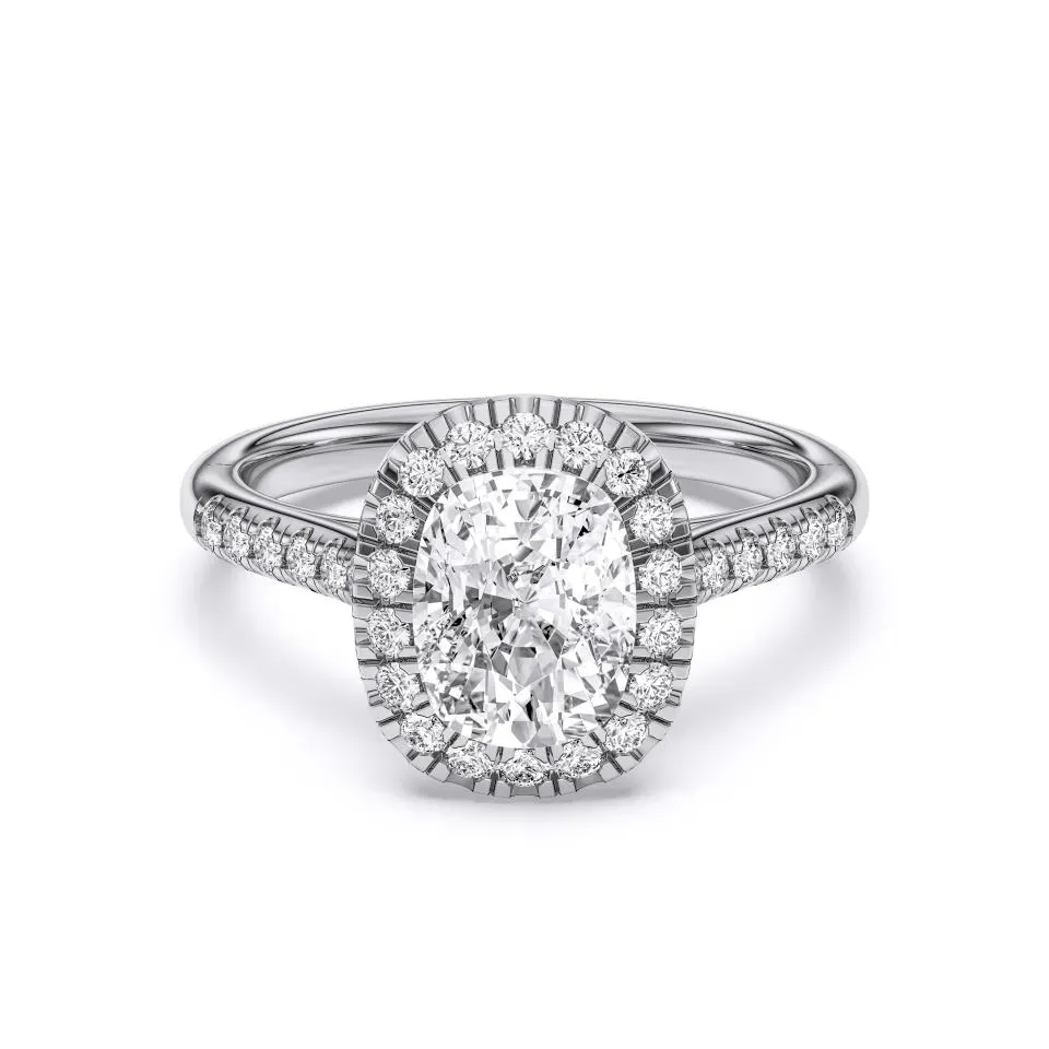 Silver Cushion Cut Flush Set Halo
