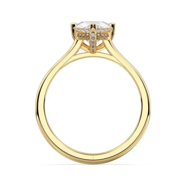 Yellow gold Pear Cut Hidden Halo Ring