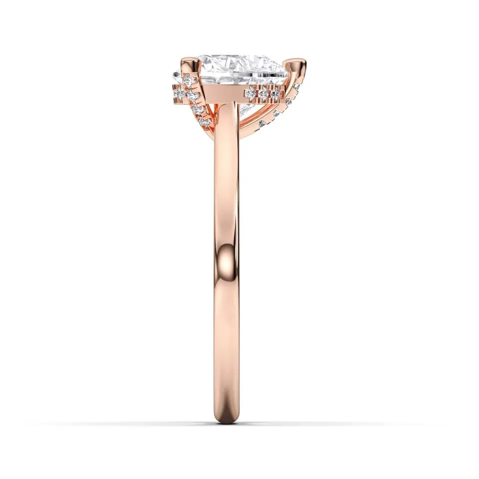 Rose gold Heart Cut Hidden Halo Ring
