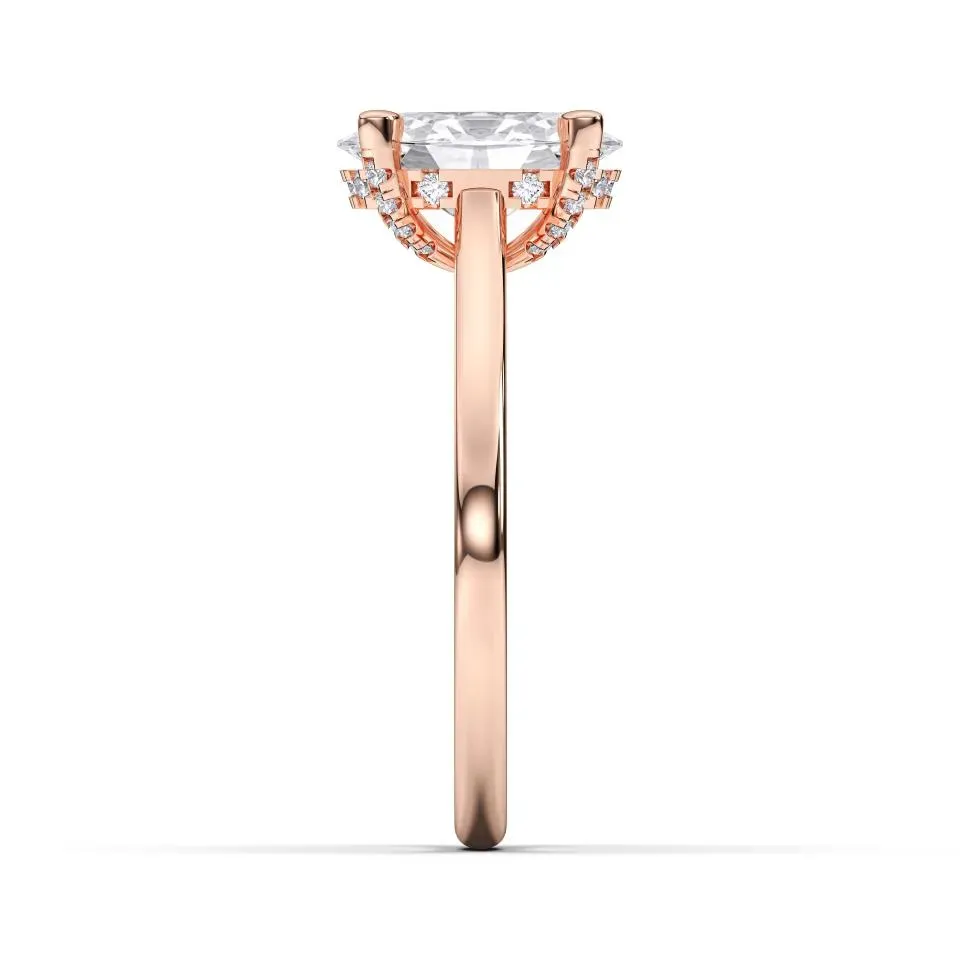 Rose gold Oval Cut Hidden Halo Ring
