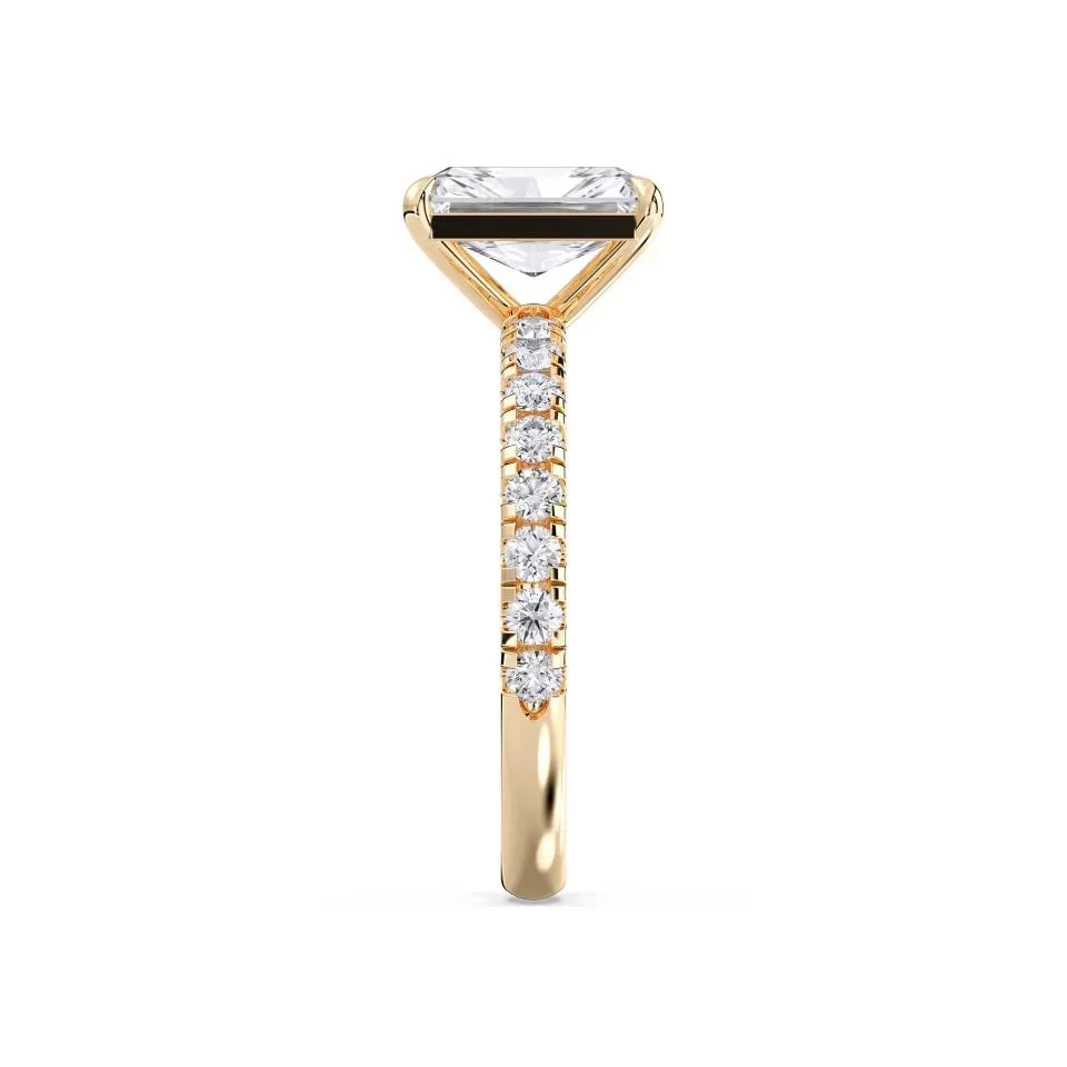Yellow gold Radiant Cut Sidestone Ring (thin)