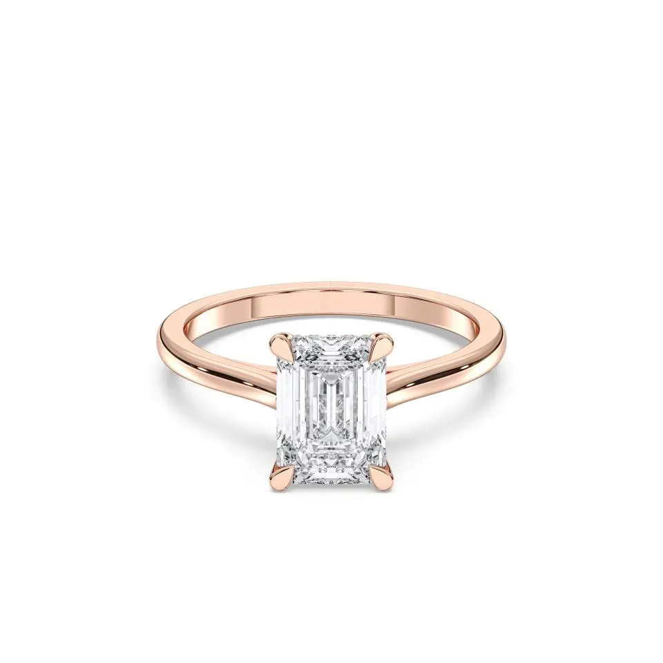 Rose gold Emerald Cut Hidden Halo Ring