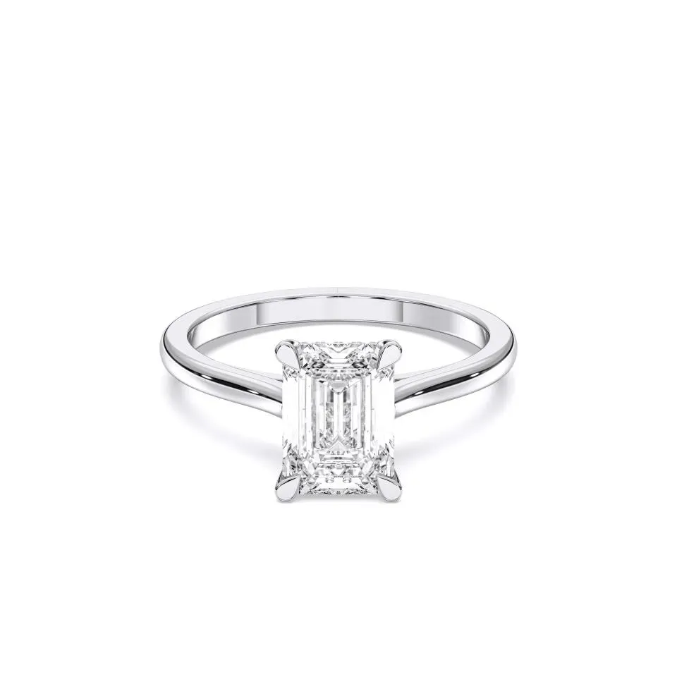 White gold Emerald Cut Hidden Halo Ring