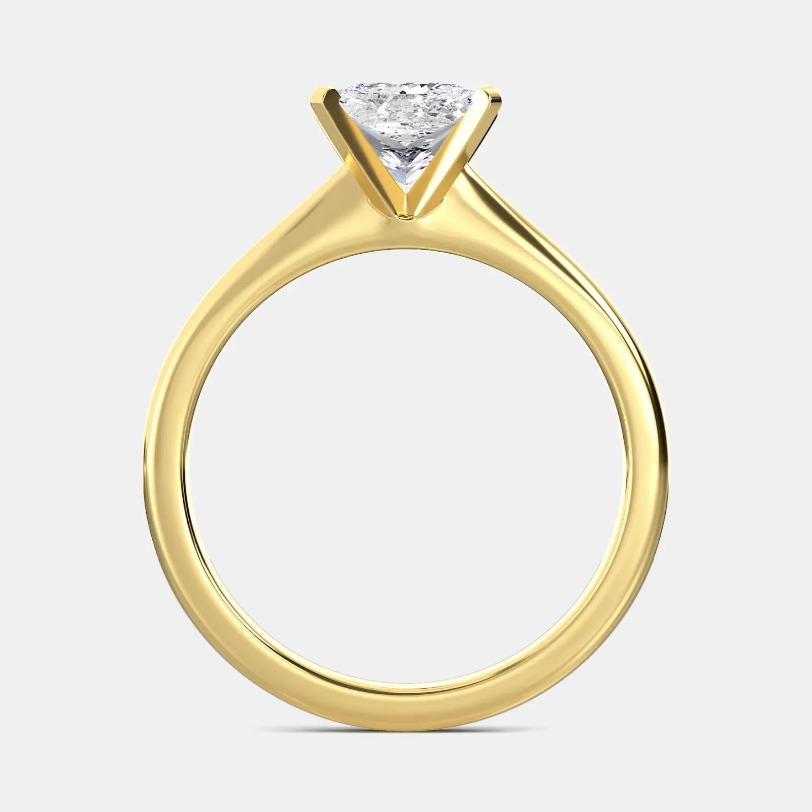 Yellow gold Princess Cut Solitaire Ring