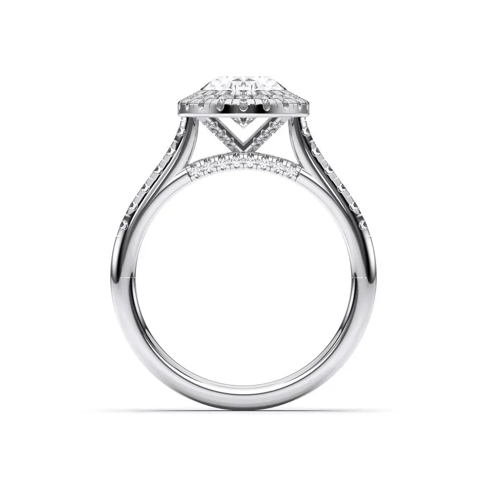 Platinum Oval Cut Flush Set Halo