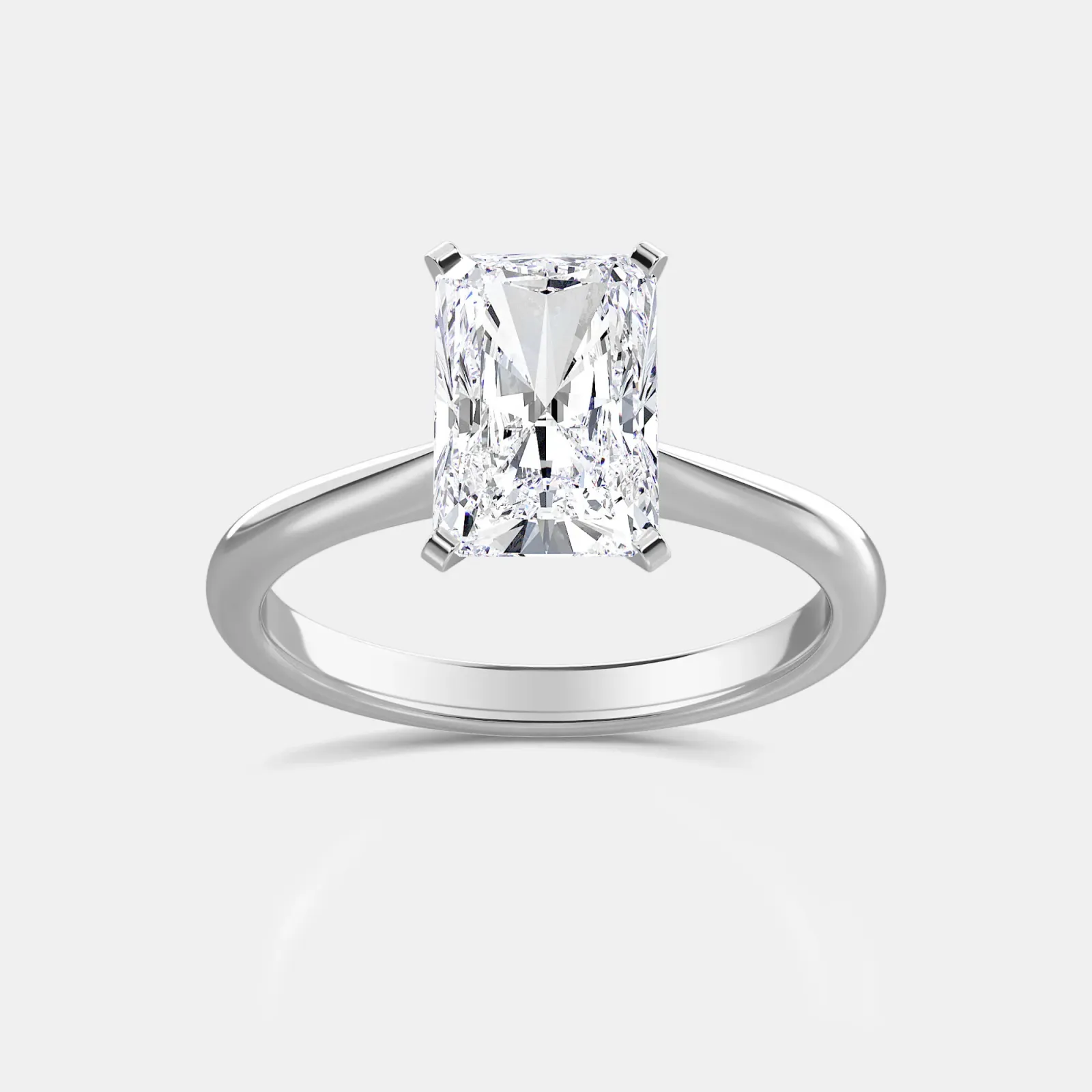 Silver Radiant Cut Solitaire Ring