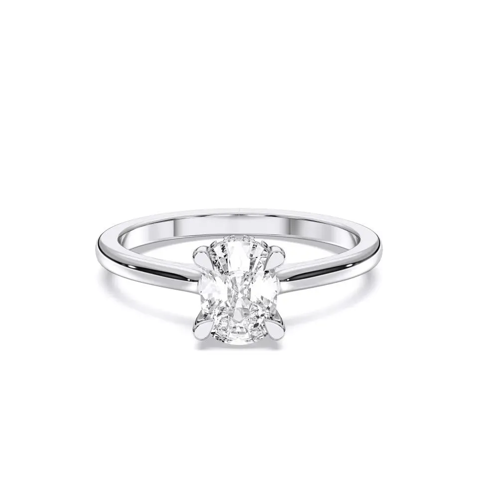 White gold Cushion Cut Hidden Halo Ring