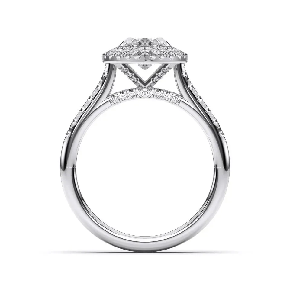 Silver Heart Cut Flush Set Halo
