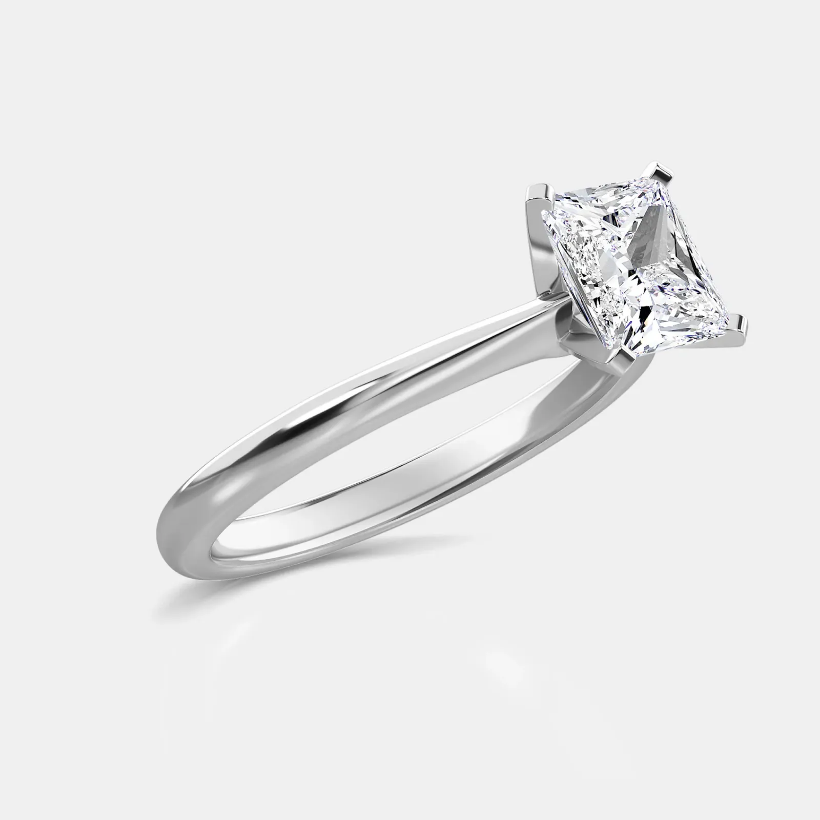 Silver Princess Cut Solitaire Ring