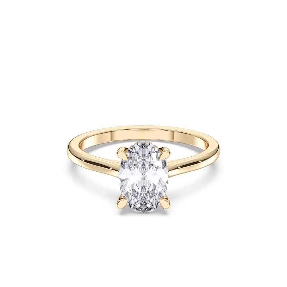 Yellow gold Oval Cut Hidden Halo Ring