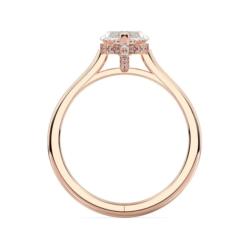 Rose gold Marquise Cut Hidden Halo Ring