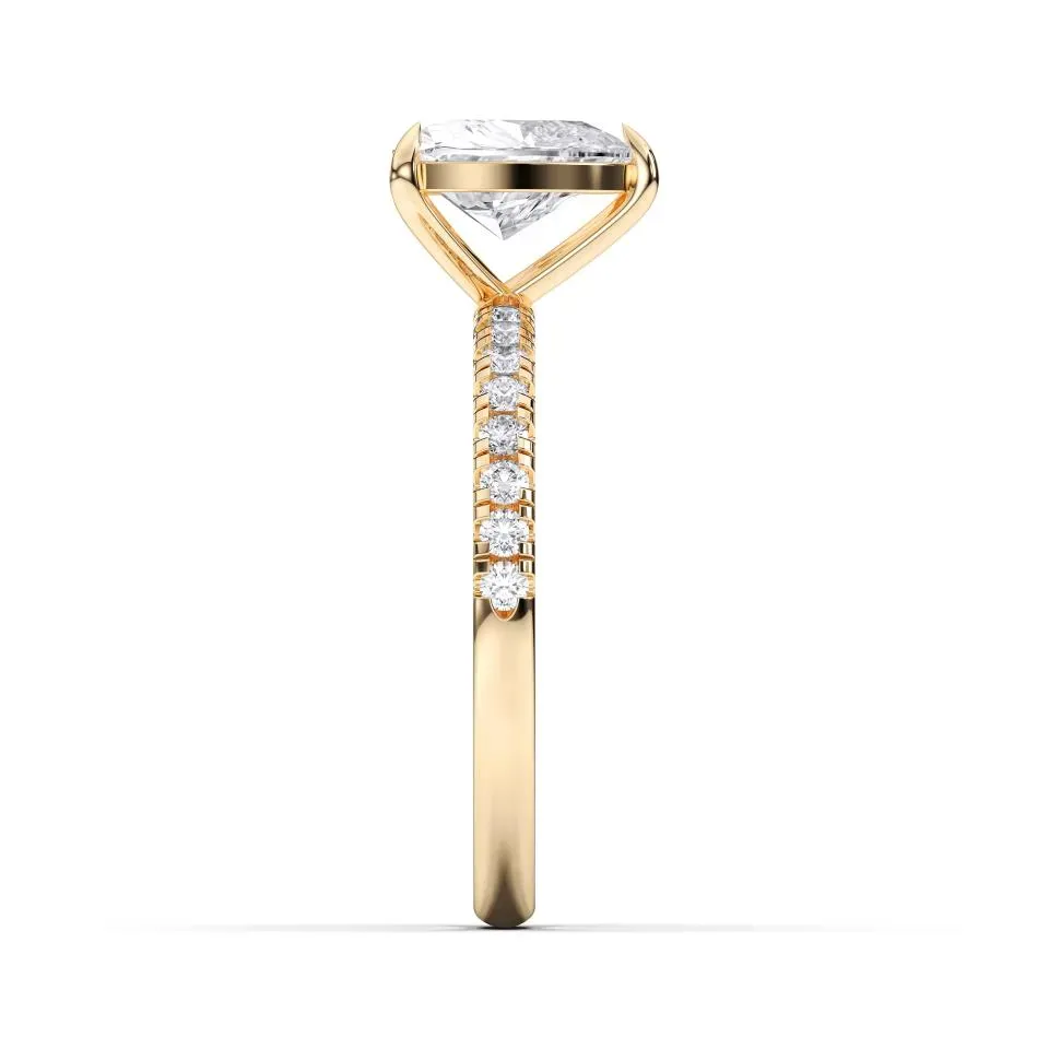 Yellow gold Heart Cut Sidestone Ring (thin)