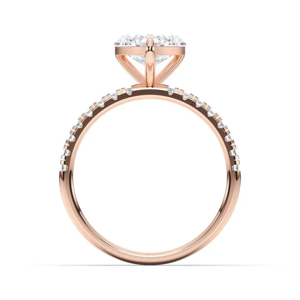 Rose gold Heart Cut Sidestone Ring (thin)