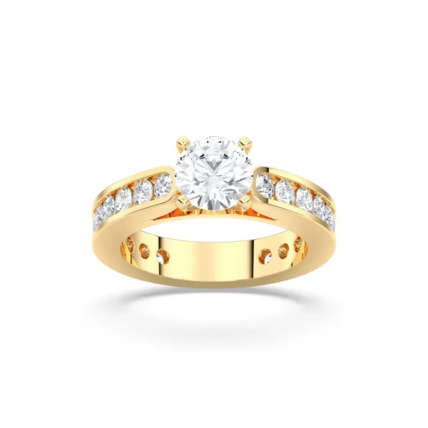 Yellow gold Round Cut Channel Set Ring