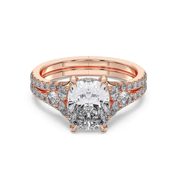 Rose gold Cushion Cut High End Hidden Halo Ring